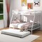 Costway Twin Over Full Metal Slats Bunk Bed Frame with Trundle, Guard Rail & Ladders White/Black